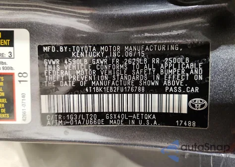 2015 Toyota Avalon Xle Touring z USA, uszkodzony, nr VIN 4T1BK1EB2FU176788